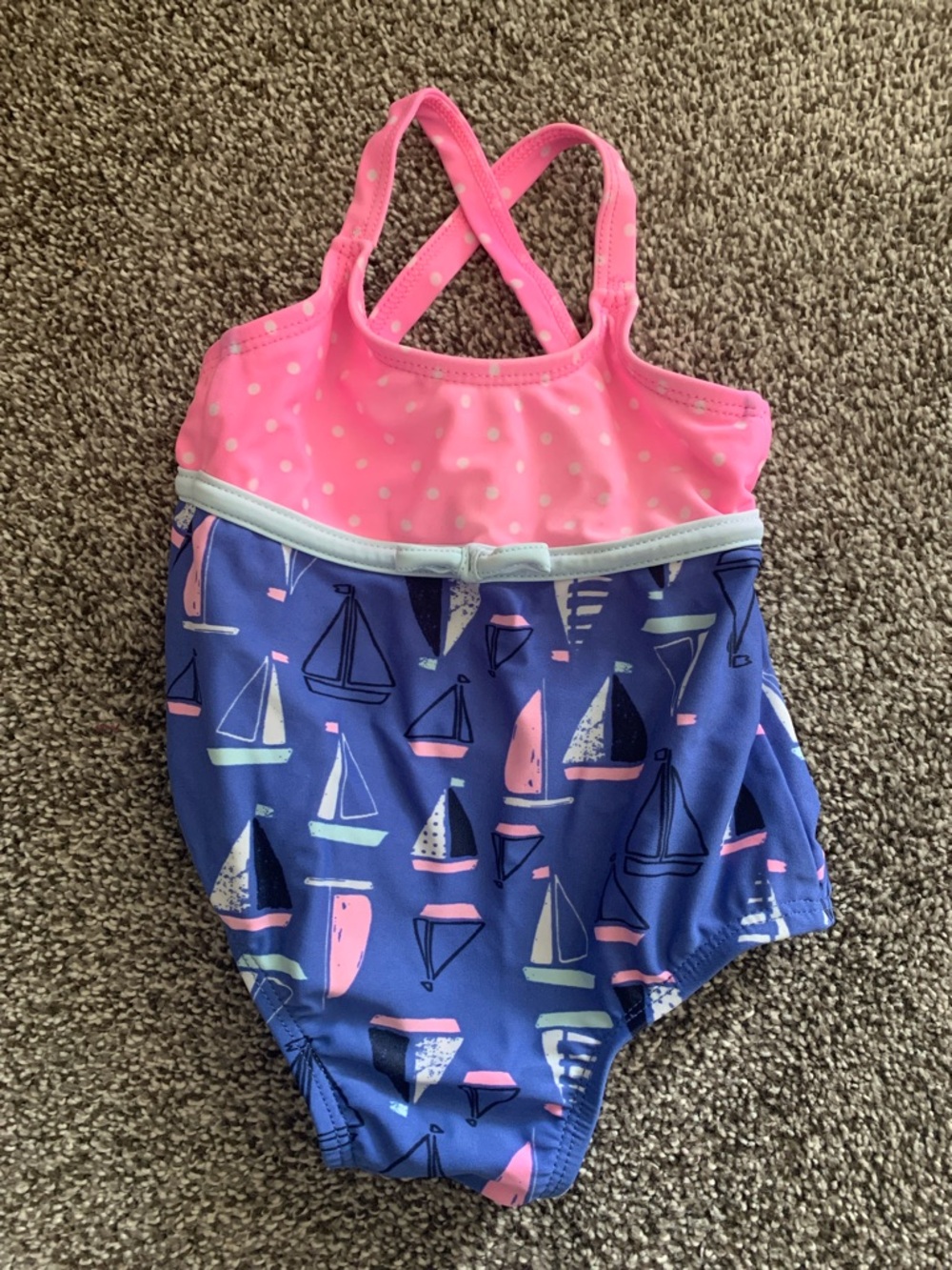 Carter's Pink and Blue Sailboat Print One-Piece Swimsuit